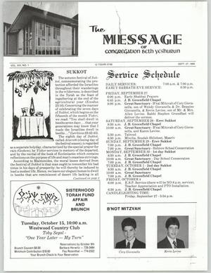 The Message, Volume 13, Number 1, September 1985