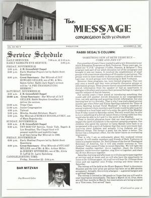 Primary view of object titled 'The Message, Volume 13, Number 9, November 1985'.