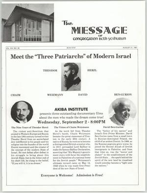 Primary view of object titled 'The Message, Volume 14, Number 39, August 1987'.