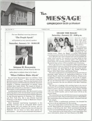 The Message, Volume 16, Number 17, January 1989