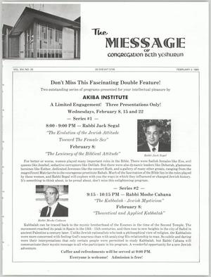 The Message, Volume 16, Number 20, February 1989