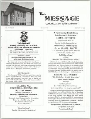 The Message, Volume 16, Number 22, February 1989