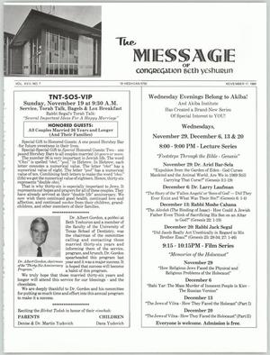 The Message, Volume 17, Number 7, November 1989