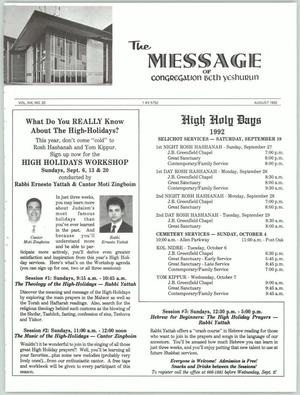 The Message, Volume 19, Number 20, August 1992