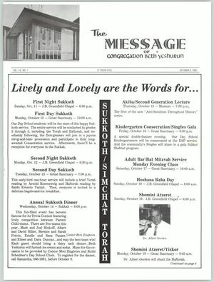 The Message, Volume 20, Number 1, October 1992