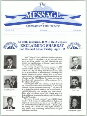 The Message, Volume 23, Number 15, April 1996
