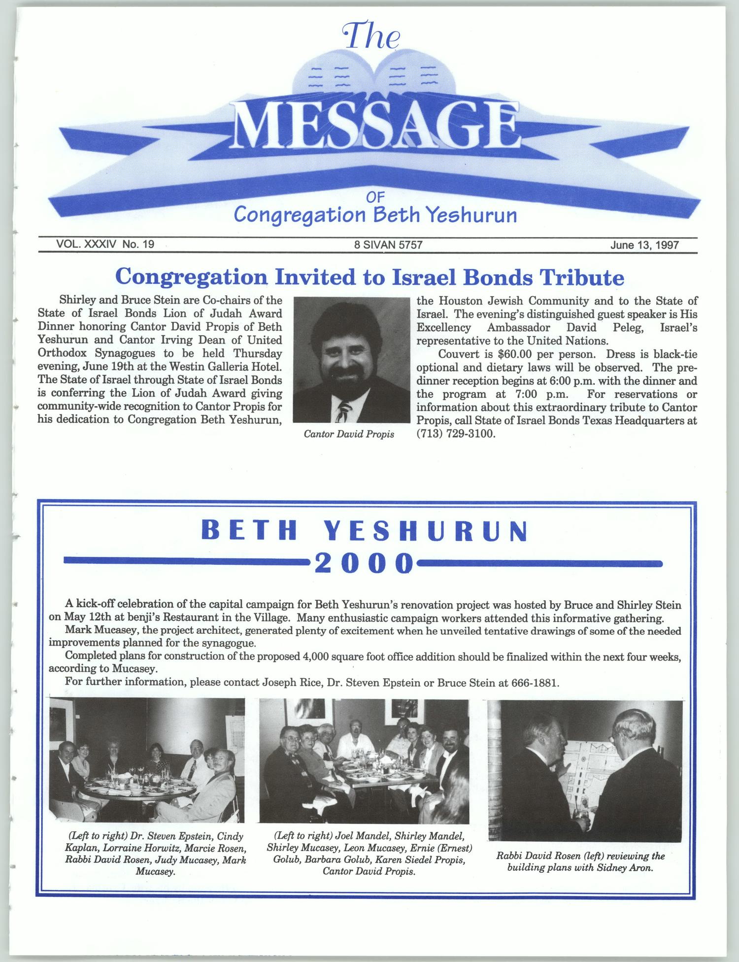 The Message, Volume 34, Number 19, June 1997
                                                
                                                    [Sequence #]: 1 of 10
                                                