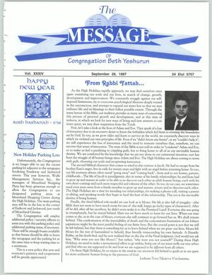 Primary view of object titled 'The Message, Volume 34, September 26, 1997'.