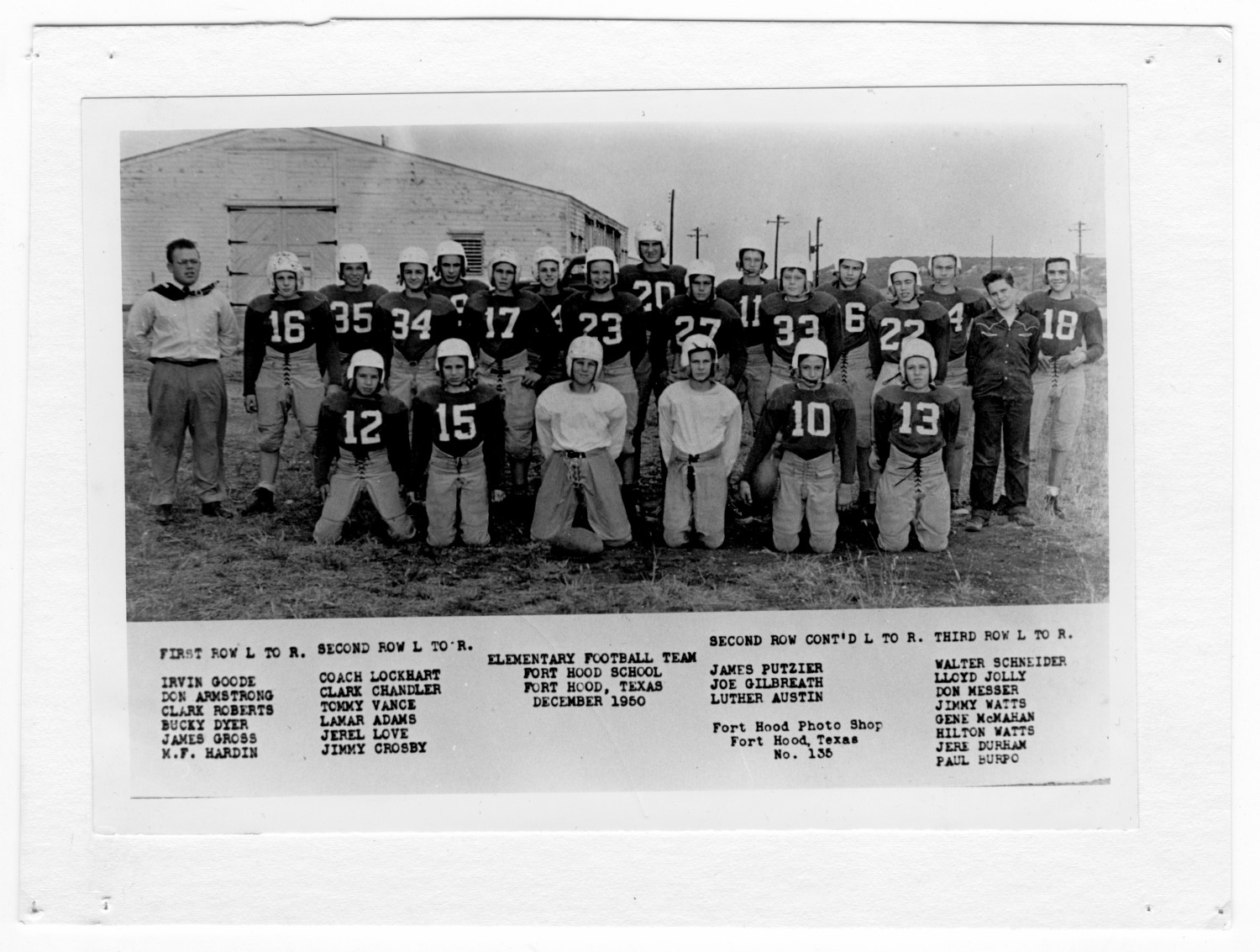 Elementary Football Team, Fort Hood School, 1950