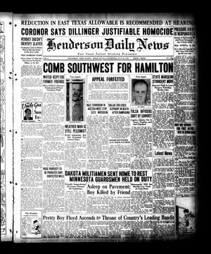 Henderson Daily News (Henderson, Tex.), Vol. 4, No. 108, Ed. 1 Monday, July 23, 1934