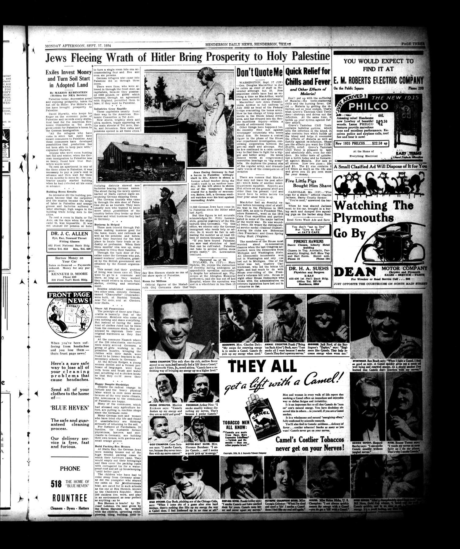 Henderson Daily News (Henderson, Tex.), Vol. 4, No. 156, Ed. 1 Monday, September 17, 1934
                                                
                                                    [Sequence #]: 3 of 12
                                                