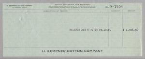 [Invoice for Balance Due for PR Account, June 1963]