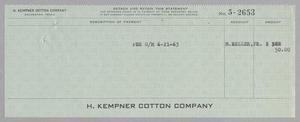 [Invoice for Payment of M. Heller's Account, June 1963]