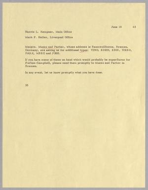 [Letter from Harris L. Kempner to Mark F. Heller, June 18, 1963]