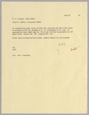 [Letter from T. E. Taylor to Mark F. Heller, May 24, 1963]