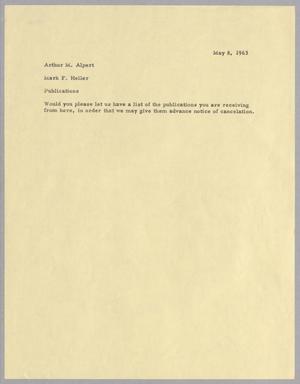 [Letter from Arthur M. Alpert to Mark F. Heller, May 8, 1963]