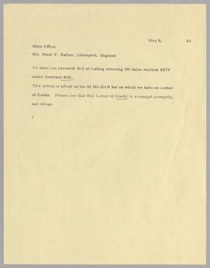 [Letter from Harris L. Kempner to Mark F. Heller, May 6, 1963]