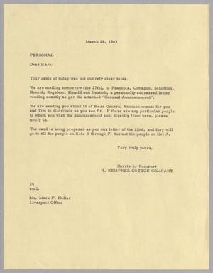 [Letter from Harris L. Kempner to Mark F. Heller, March 26, 1963]