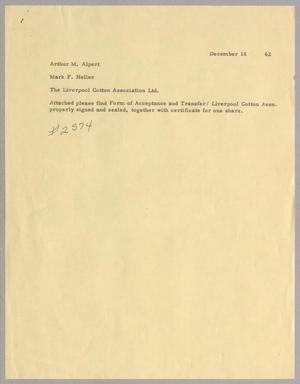 [Letter from Arthur M. Alpert to Mark F. Heller, December 18, 1962]