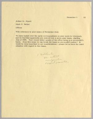 [Letter from Arthur M. Alpert to Mark F. Heller, December 1, 1962]