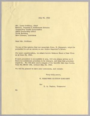 [Letter from T. E. Taylor to Louis Orillion , July 30, 1963]
