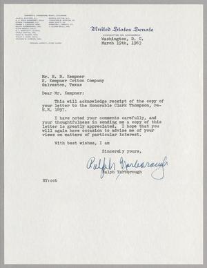 [Letter from Ralph Yarborough to H. B. Kempner, March 19, 1963]