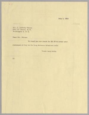 [Letter from Harris L. Kempner to J. Anthony Moran, July 3, 1963]