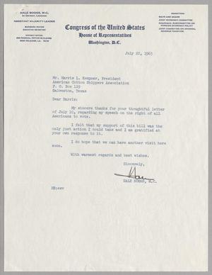 [Letter from Hale Boggs to Mr. Harris L. Kempner, July 22, 1956
