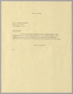 [Letter from Harris L. Kempner to F. Marion Rhodes, May 10, 1965]