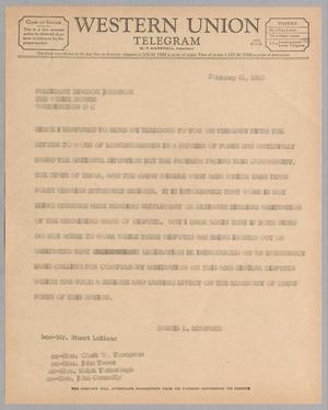 [Telegram from Harris L. Kempner to President Lyndon B. Johnson, February 15, 1965]
