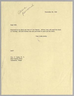 [Letter to William C. Levin, December 30, 1966]