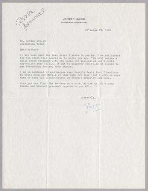 Primary view of object titled '[Letter from James T. Baird to Arthur M. Alpert, November 17, 1966]'.