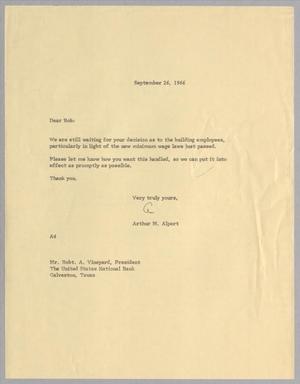 [Letter from Arthur M. Alpert to Robert A. Vineyard, September 26, 1966]
