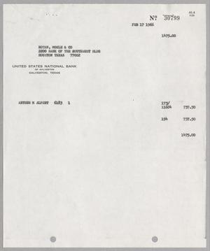 [Invoice for Arthur M. Alpert, February 1966]