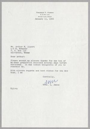 [Letter from Thomas L. James to Arthur M. Alpert, January 11, 1966]