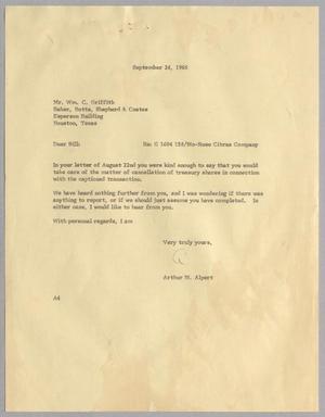 [Letter from Arthur M. Alpert to William C. Griffith, September 26, 1966]