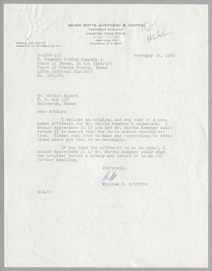 [Letter from William C. Griffith to Arthur M. Alpert, February 16, 1966]