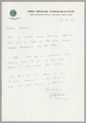 [Letter from Richard H. Parker to Arthur M. Alpert, December 20, 1965]
