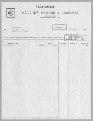 Primary view of object titled '[Invoice for Charge from Matthew Bender and Company, December 29, 1964]'.