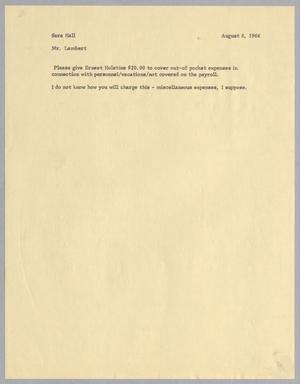[Letter from Sara Hall to Mr. lambert, August 8, 1966]