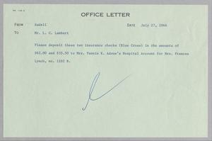 [Letter from L. C. Lambert to Sadell, July 27, 1966]