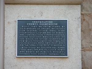 [Plaque at Shackleford County Courthouse]