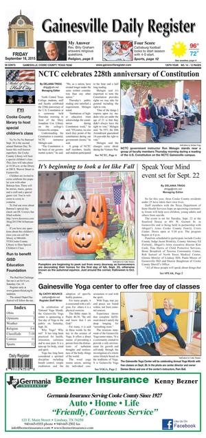 Gainesville Daily Register (Gainesville, Tex.), Vol. 126, No. 14, Ed. 1 Friday, September 18, 2015