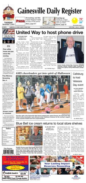 Gainesville Daily Register (Gainesville, Tex.), Vol. 126, No. 46, Ed. 1 Tuesday, November 3, 2015