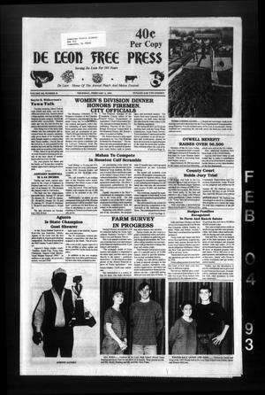 Primary view of object titled 'De Leon Free Press (De Leon, Tex.), Vol. 103, No. 32, Ed. 1 Thursday, February 4, 1993'.