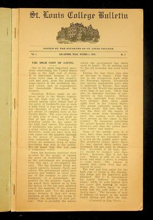 St. Louis College Bulletin (San Antonio, Tex.), Vol. 1, No. 2, Ed. 1, October 1919