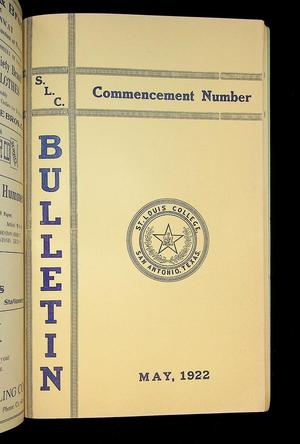 Primary view of object titled 'St. Louis College Bulletin (San Antonio, Tex.), Vol. 3, No. 8, Ed. 1, May 1922'.
