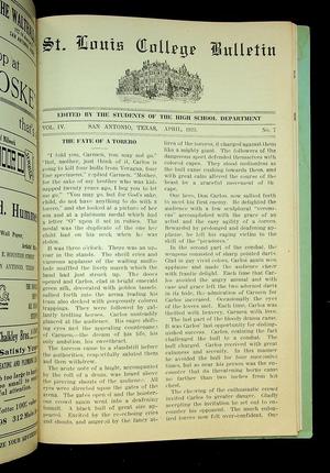 St. Louis College Bulletin (San Antonio, Tex.), Vol. 4, No. 7, Ed. 1, April 1923