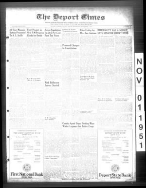 Primary view of object titled 'The Deport Times (Deport, Tex.), Vol. 42, No. 39, Ed. 1 Thursday, November 1, 1951'.