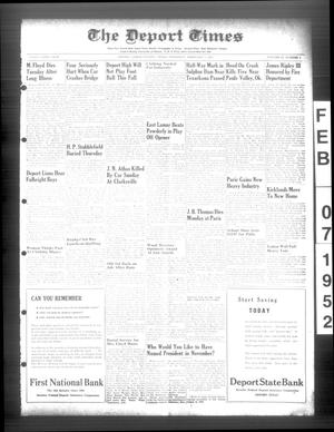 The Deport Times (Deport, Tex.), Vol. 43, No. 1, Ed. 1 Thursday, February 7, 1952
